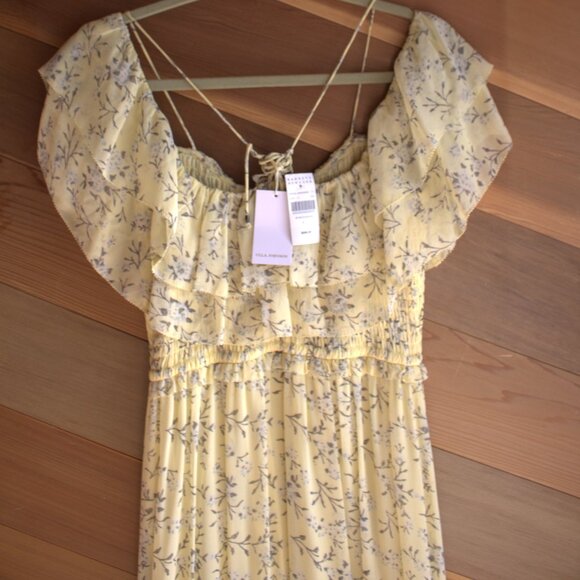 *NWT* ULLA JOHNSON PENNINAH YELLOW FLORAL MIDI DRESS SZ US 4 100% SILK - Picture 8 of 11